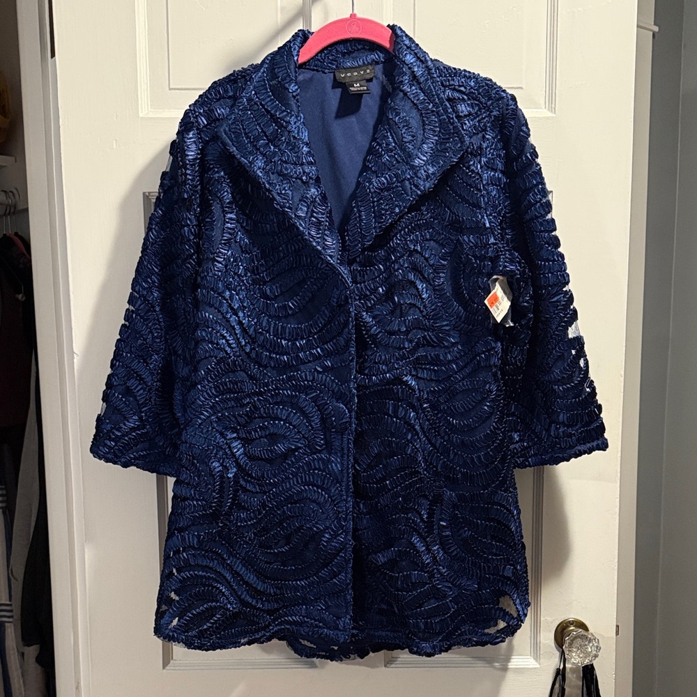 Weavz Elegant Textured Blue Blazer